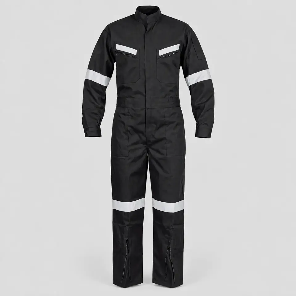 Overol Canvas Negro con Reflectantes 2