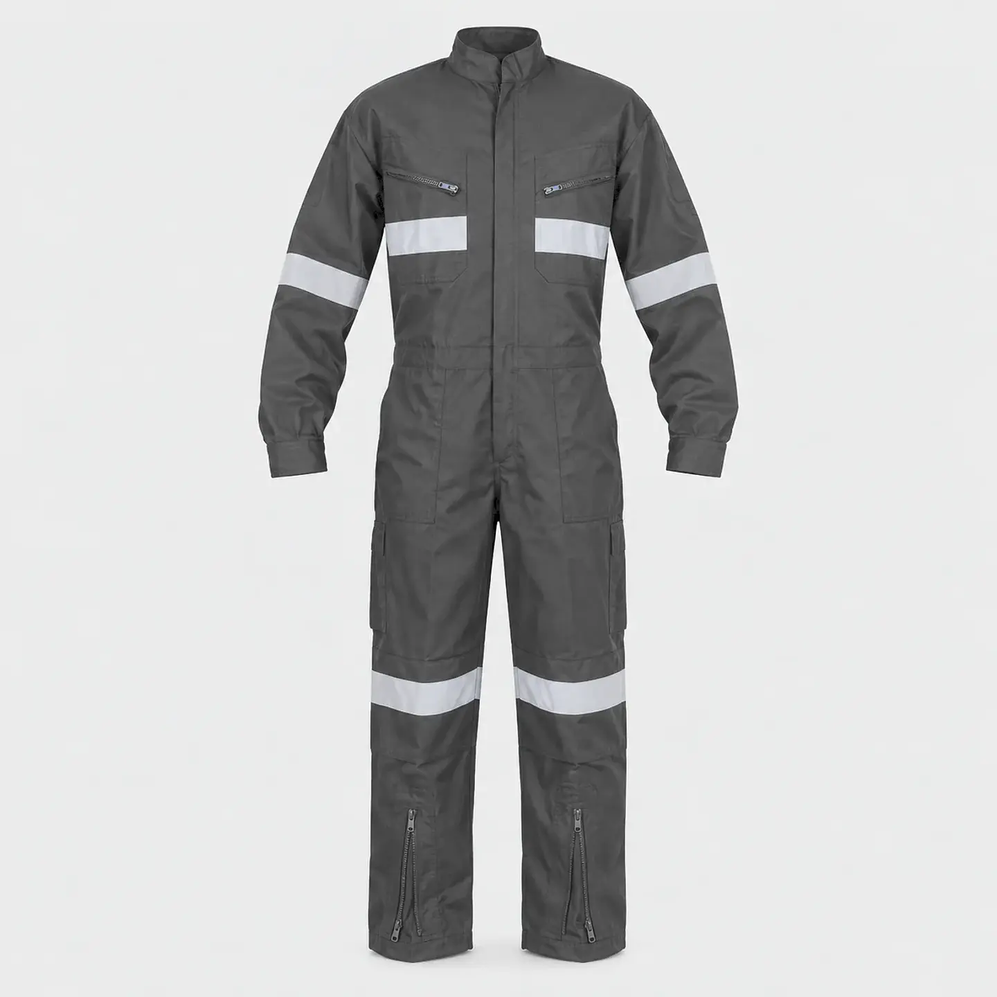 Overol Piloto de Trabajo Poplín Gris con Reflectantes 2