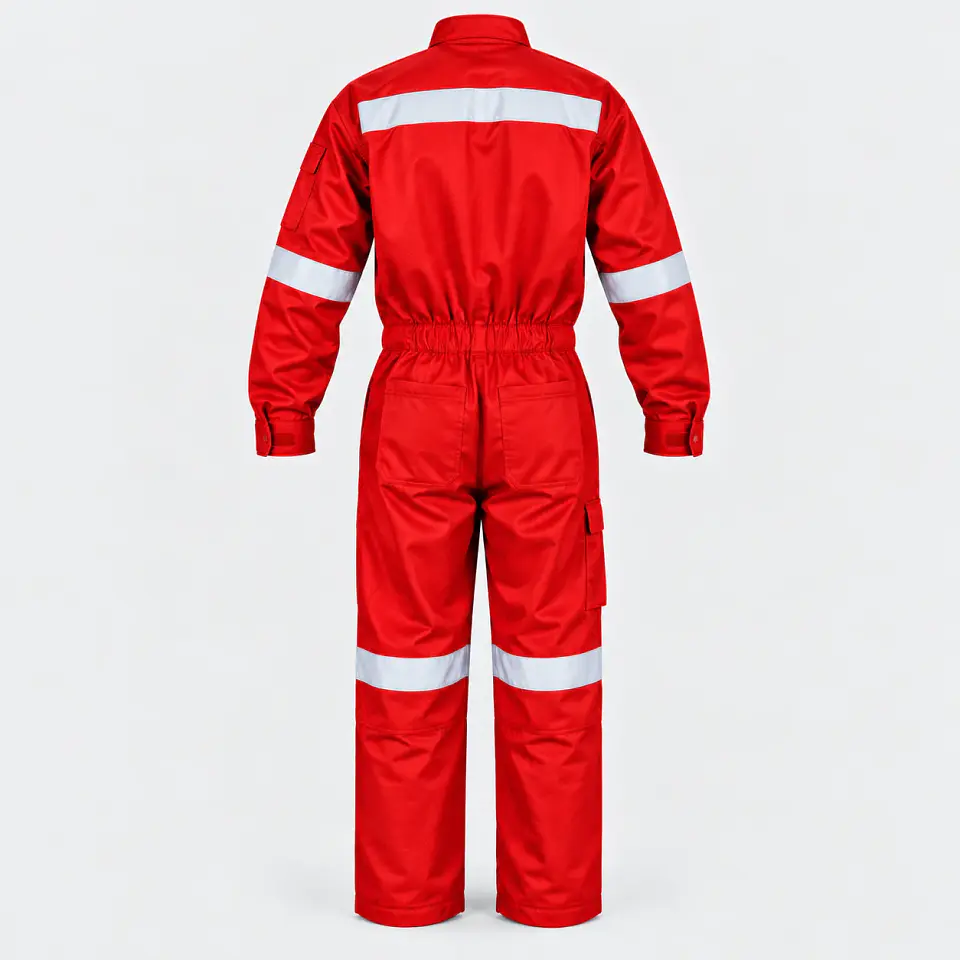 Overol Piloto de Trabajo Poplín Rojo con Reflectantes 3