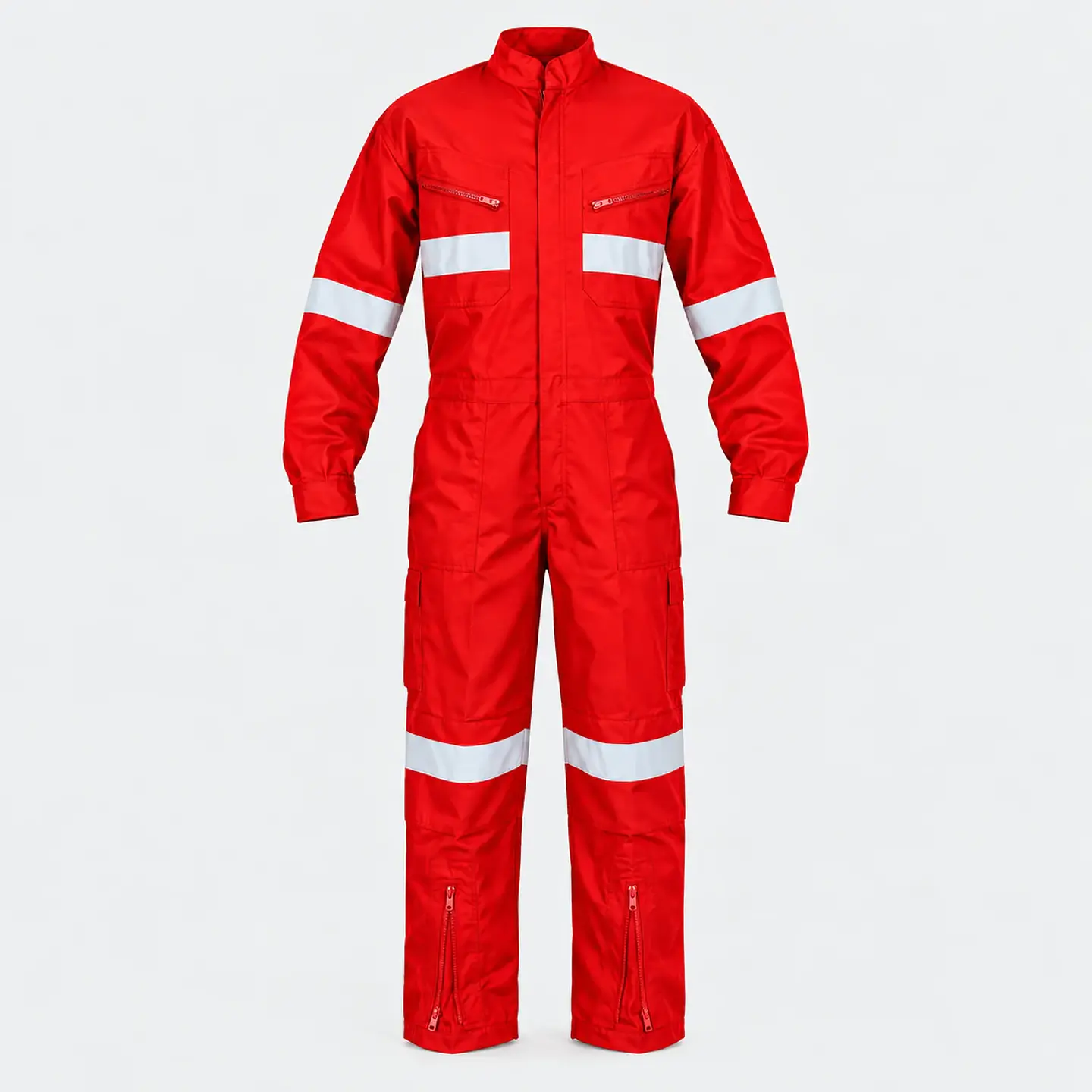 Overol Piloto de Trabajo Poplín Rojo con Reflectantes 2