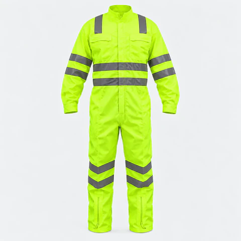 Overol Flúor Amarillo con Cintas Reflectantes 360° y Cintura Elasticada