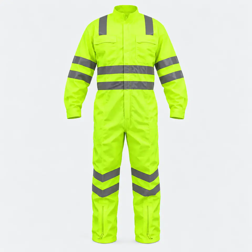 Overol Flúor Amarillo con Cintas Reflectantes 360° y Cintura Elasticada 2