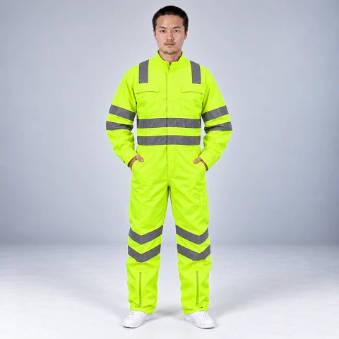Overol Flúor Amarillo con Cintas Reflectantes 360° y Cintura Elasticada