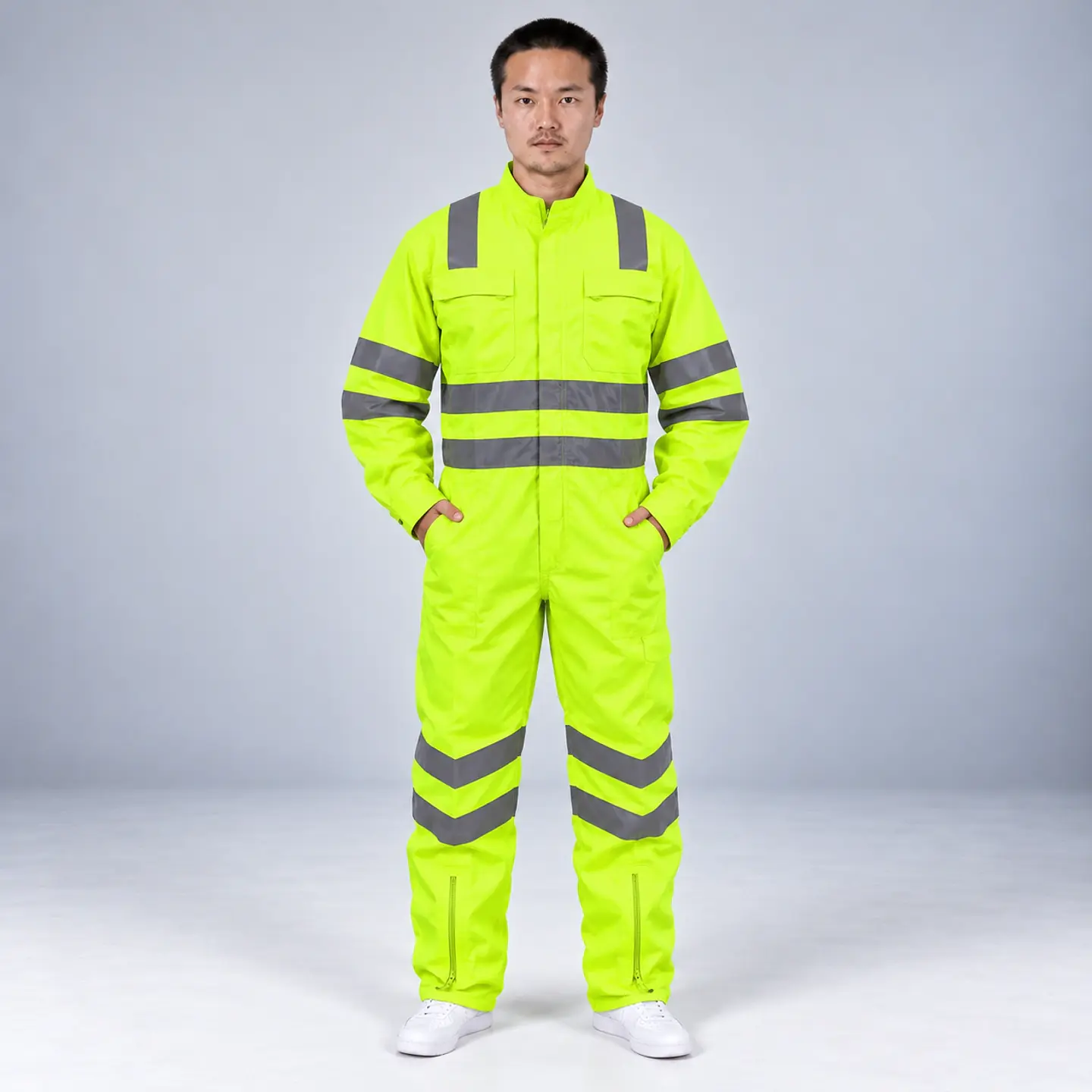 Overol Flúor Amarillo con Cintas Reflectantes 360° y Cintura Elasticada 1