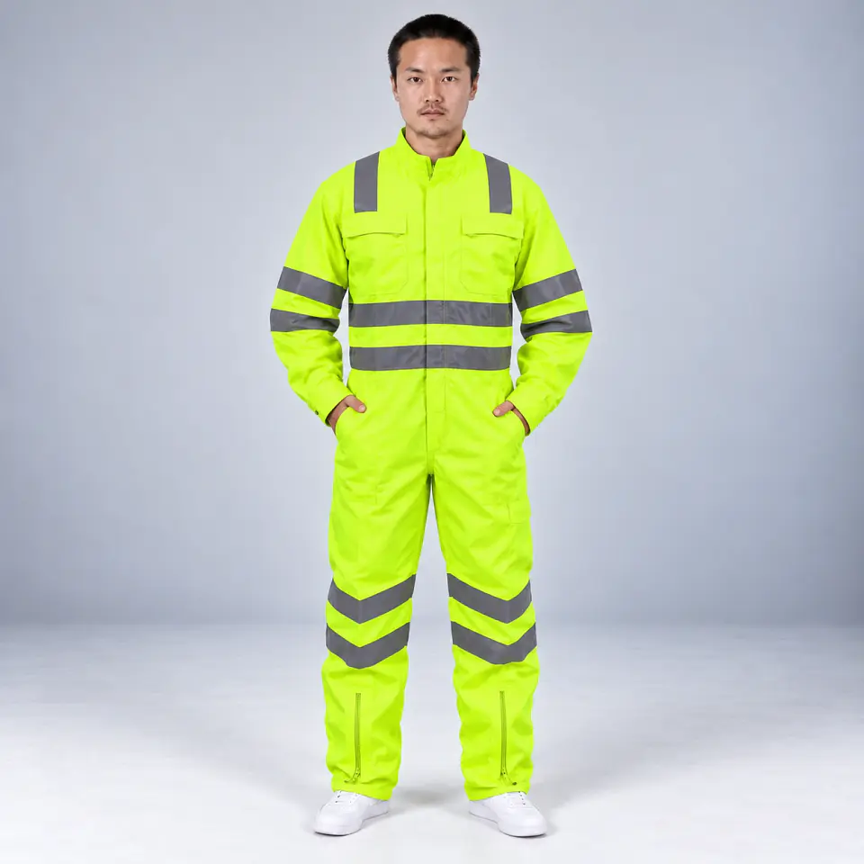 Overol Flúor Amarillo con Cintas Reflectantes 360° y Cintura Elasticada 1