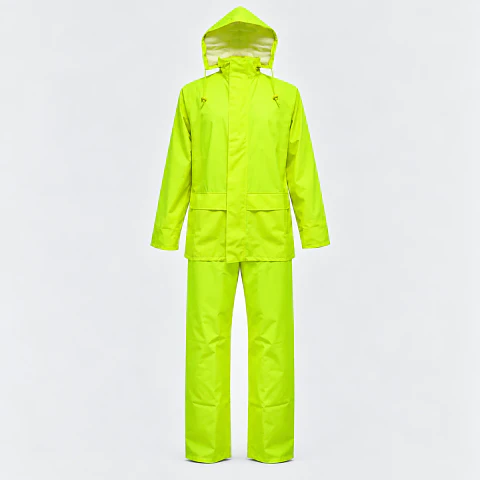 Traje Impermeable Amarillo Flúor Antiácido PU/PVC Hi-Vis