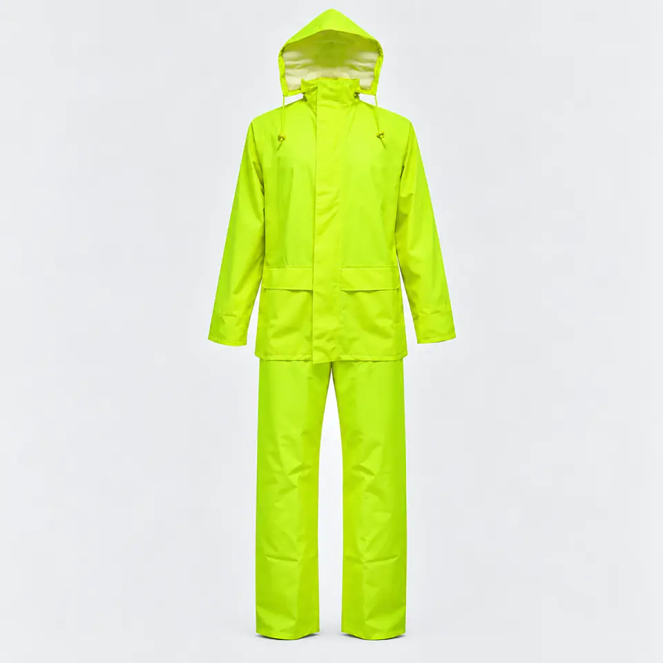 Traje Impermeable Amarillo Flúor Antiácido PU/PVC Hi-Vis 2