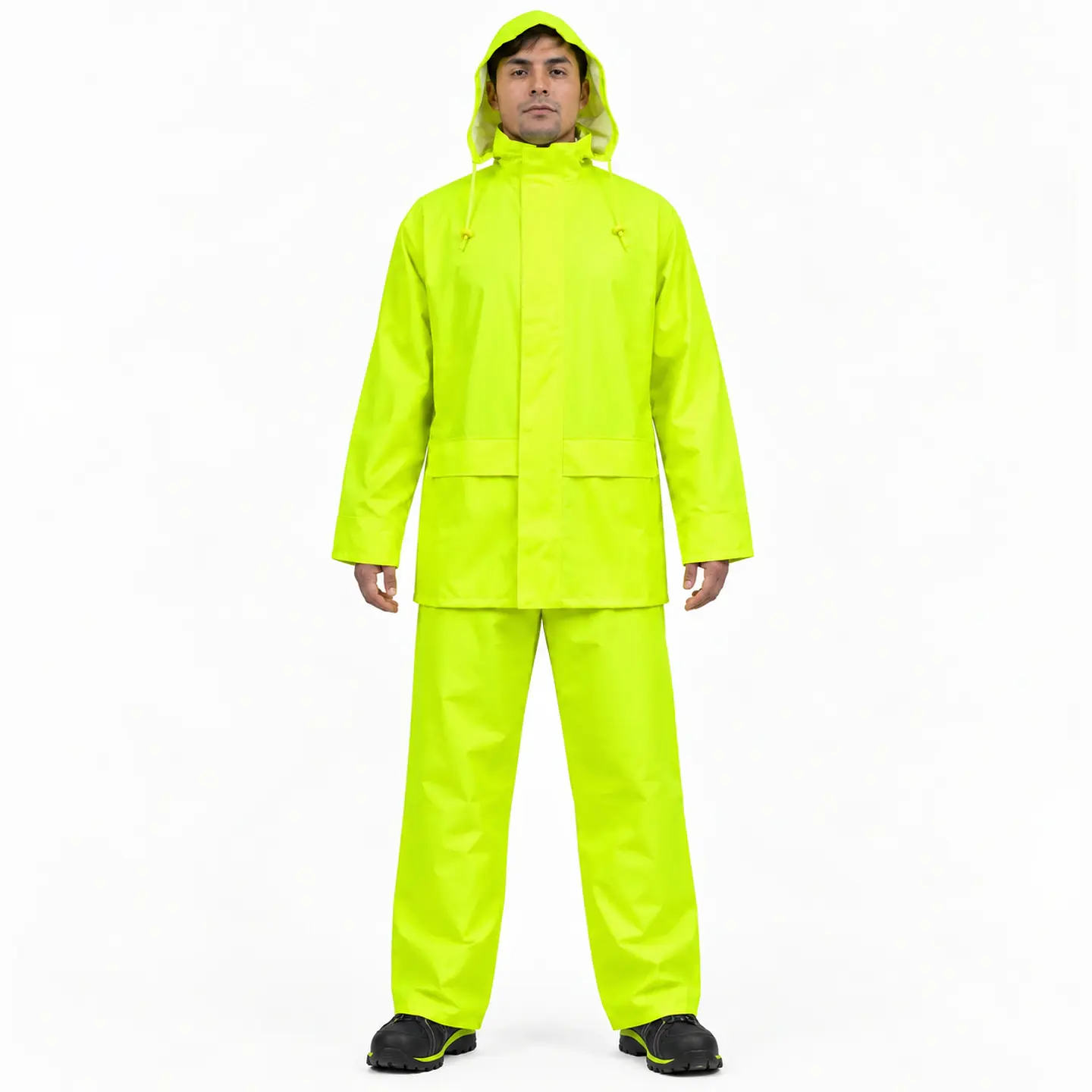 Traje Impermeable Amarillo Flúor Antiácido PU/PVC Hi-Vis 1