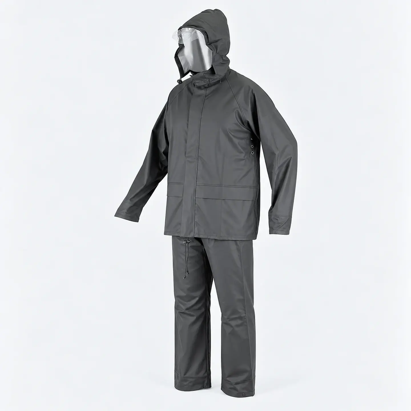 Traje Impermeable Verde Antiácido PU con Capucha Desmontable 3
