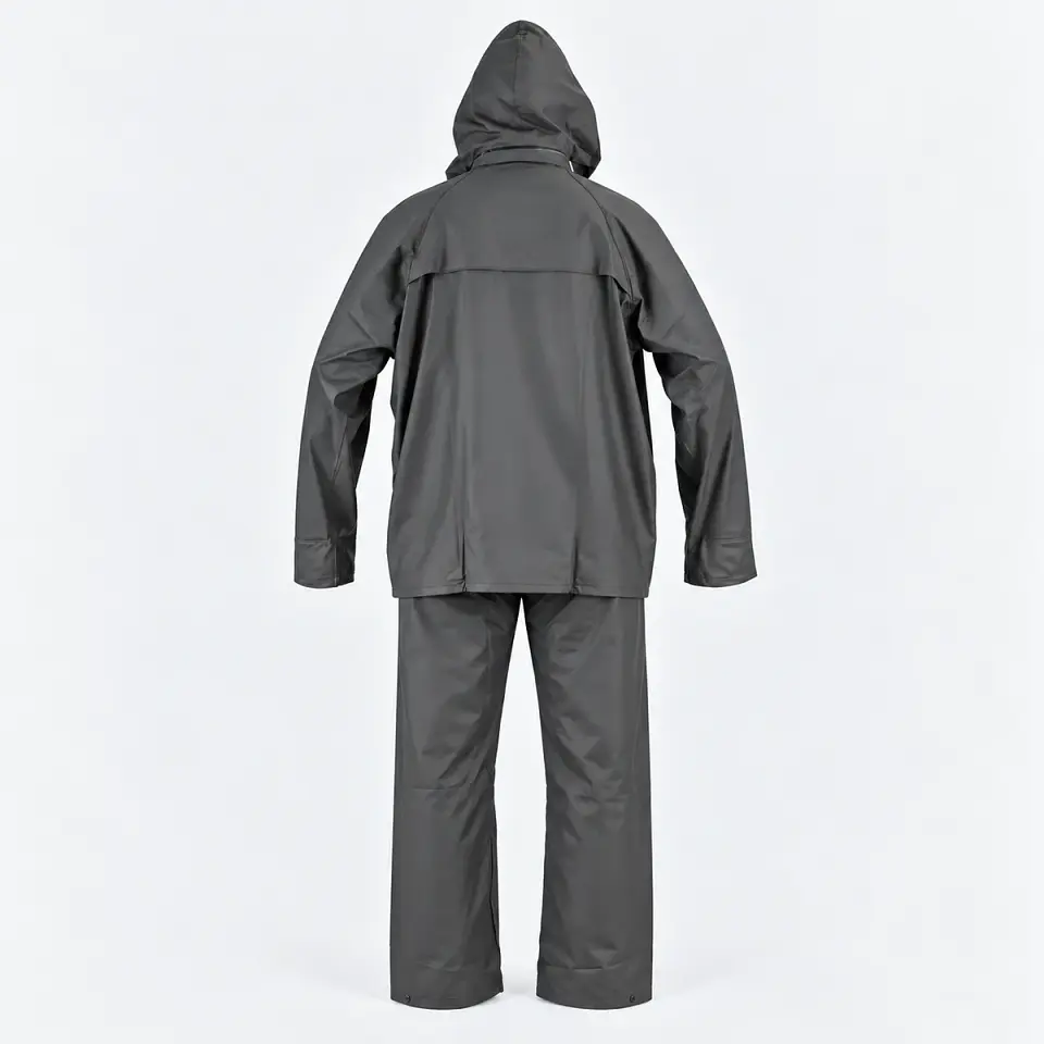 Traje Impermeable Verde Antiácido PU con Capucha Desmontable 4