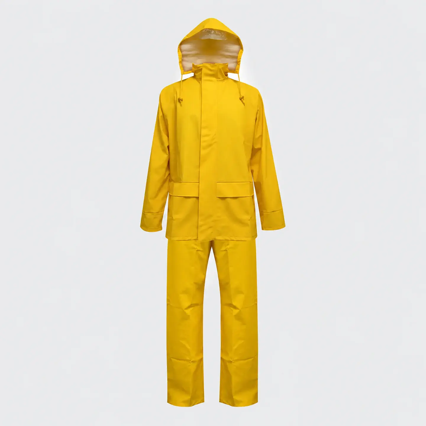 Traje Impermeable Amarillo Antiácido PU con Capucha Desmontable 2