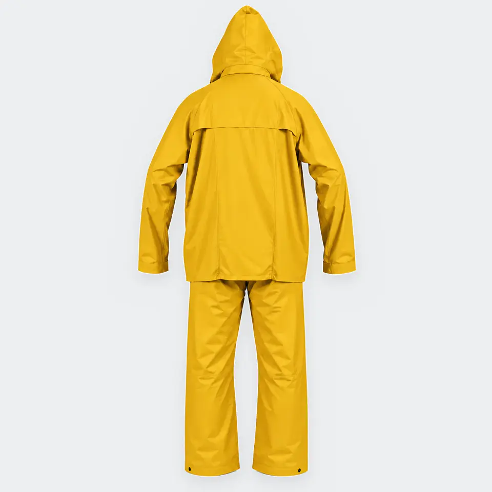 Traje Impermeable Amarillo Antiácido PU con Capucha Desmontable 3
