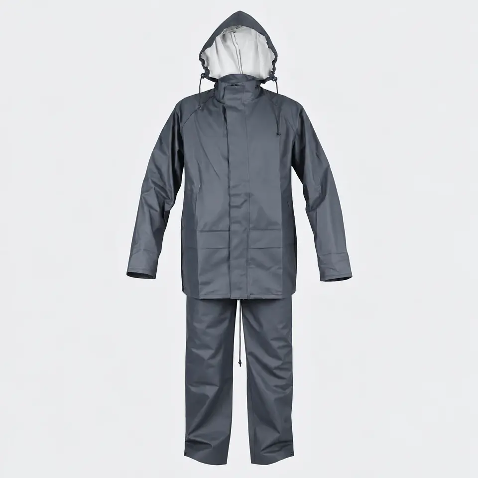 Traje Impermeable Azul Antiácido PU con Capucha Desmontable 2