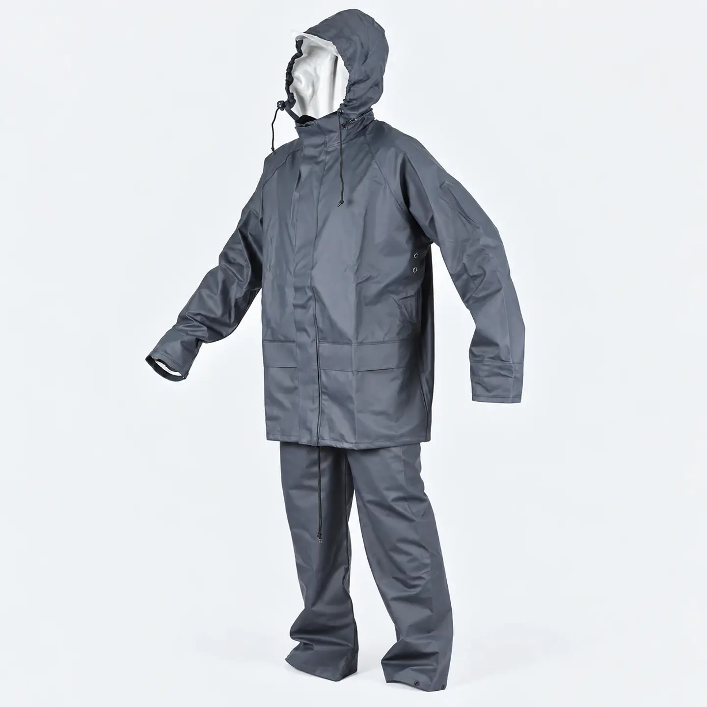 Traje Impermeable Azul Antiácido PU con Capucha Desmontable 3
