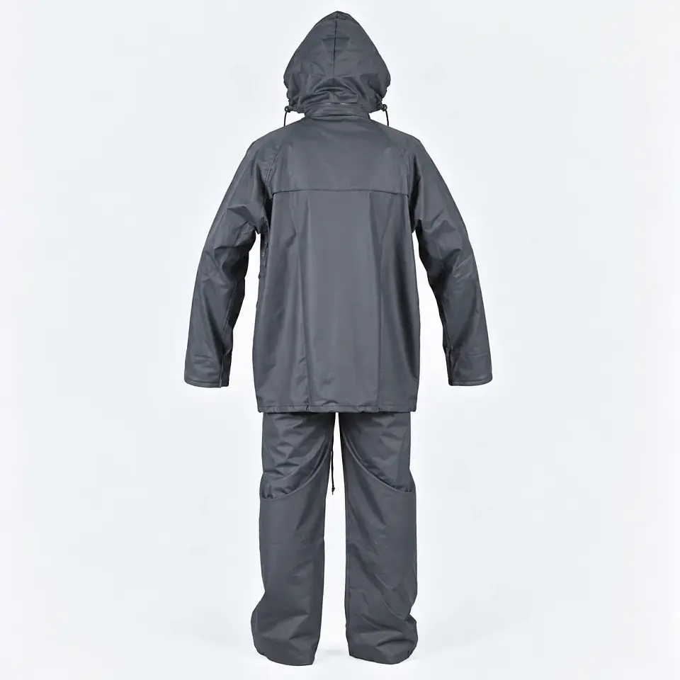 Traje Impermeable Azul Antiácido PU con Capucha Desmontable 4