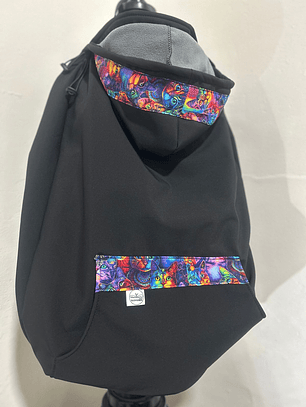 Cobertor térmico e impermeable de porteo negro gatos