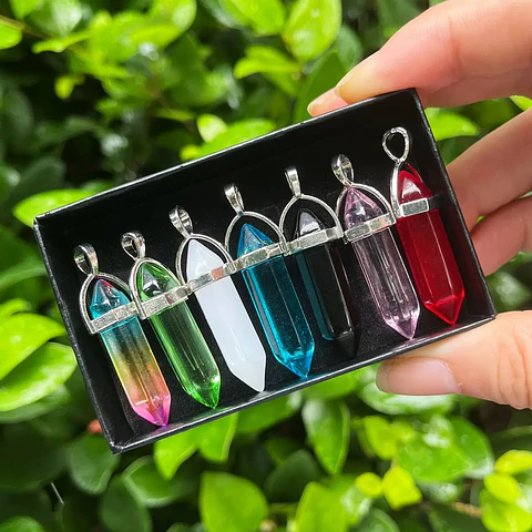 Conjunto de 7 Pendentes de Cristal dos Chakras