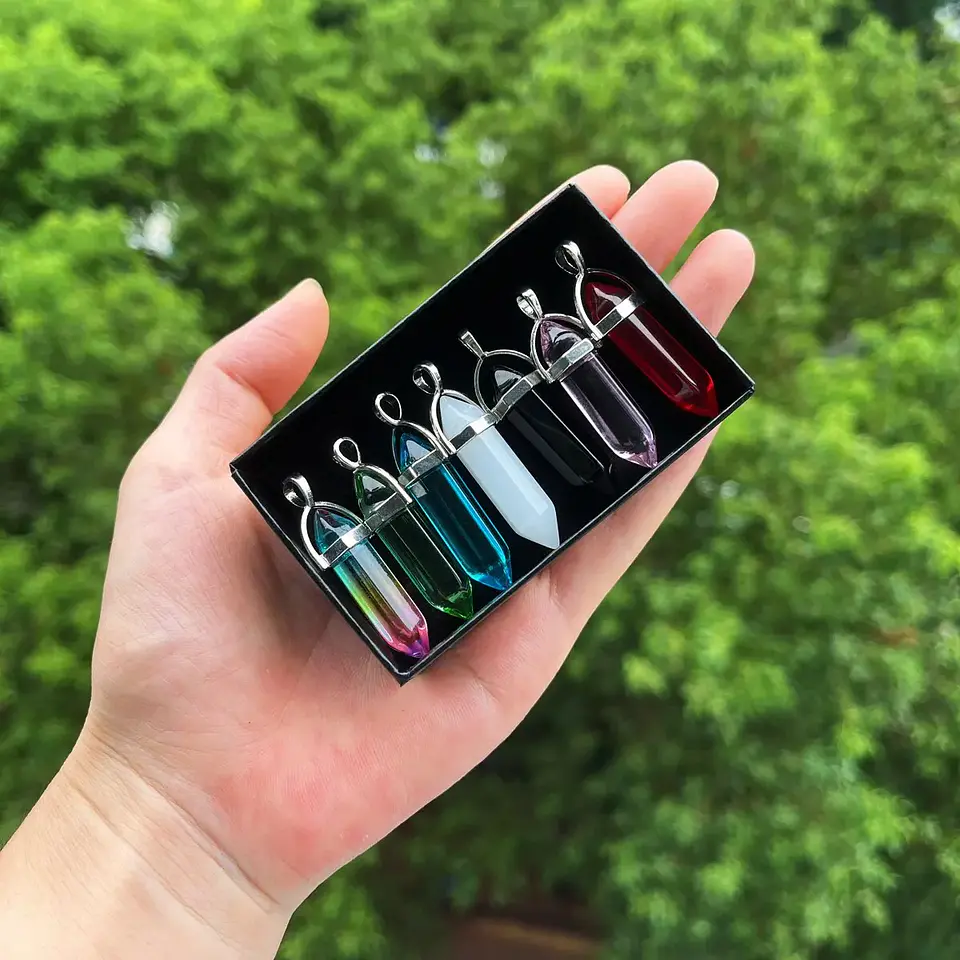 Conjunto de 7 Pendentes de Cristal dos Chakras 7