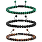 Pulseira Ajustável em Pedra Natural, Olho-de-Tigre, Lava ou Malaquite Chakra Beads Braided Bracelet Charm Jewelry - Thumbnail 1