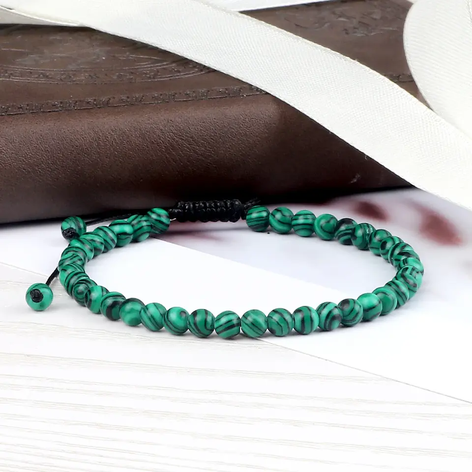 Pulseira Ajustável em Pedra Natural, Olho-de-Tigre, Lava ou Malaquite Chakra Beads Braided Bracelet Charm Jewelry 2