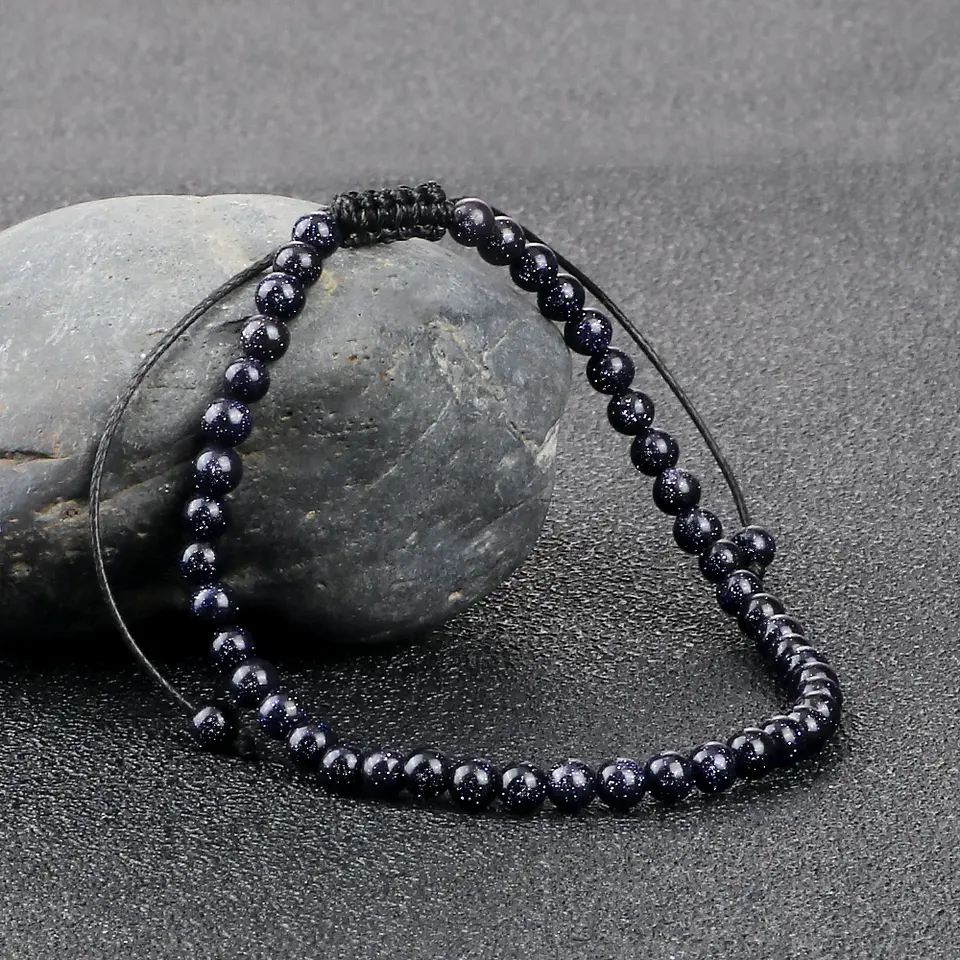Pulseira Ajustável em Pedra Natural, Olho-de-Tigre, Lava ou Malaquite Chakra Beads Braided Bracelet Charm Jewelry 5