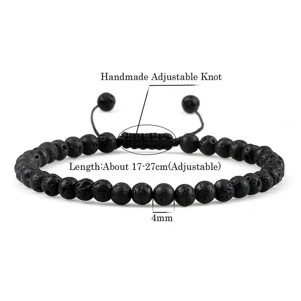 Pulseira Ajustável em Pedra Natural, Olho-de-Tigre, Lava ou Malaquite Chakra Beads Braided Bracelet Charm Jewelry 6