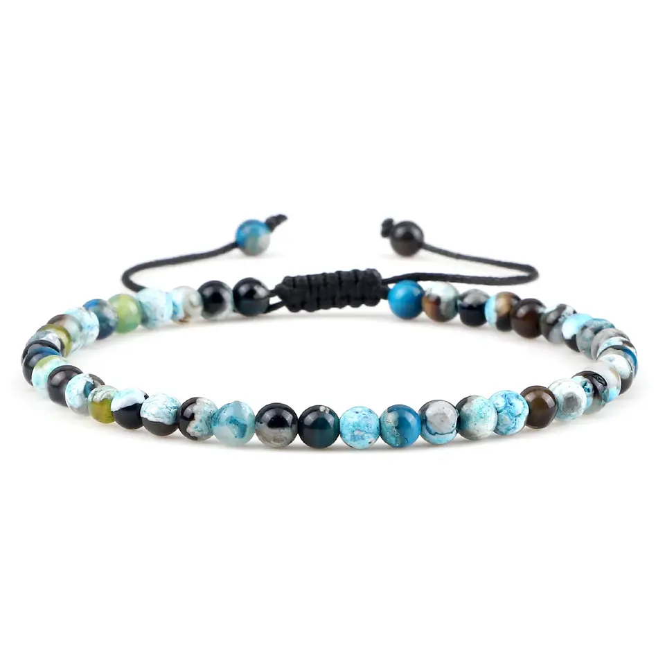 Pulseira Ajustável em Pedra Natural, Olho-de-Tigre, Lava ou Malaquite Chakra Beads Braided Bracelet Charm Jewelry 7