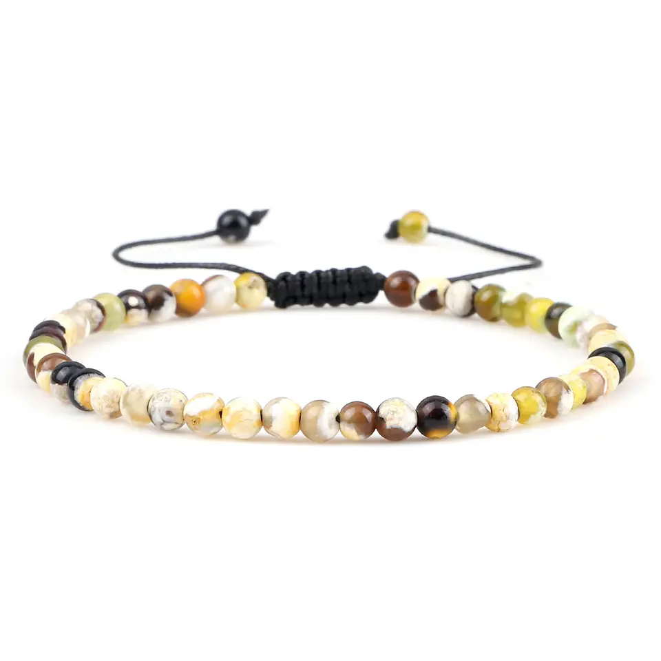 Pulseira Ajustável em Pedra Natural, Olho-de-Tigre, Lava ou Malaquite Chakra Beads Braided Bracelet Charm Jewelry 9
