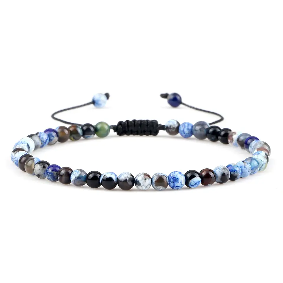 Pulseira Ajustável em Pedra Natural, Olho-de-Tigre, Lava ou Malaquite Chakra Beads Braided Bracelet Charm Jewelry 13