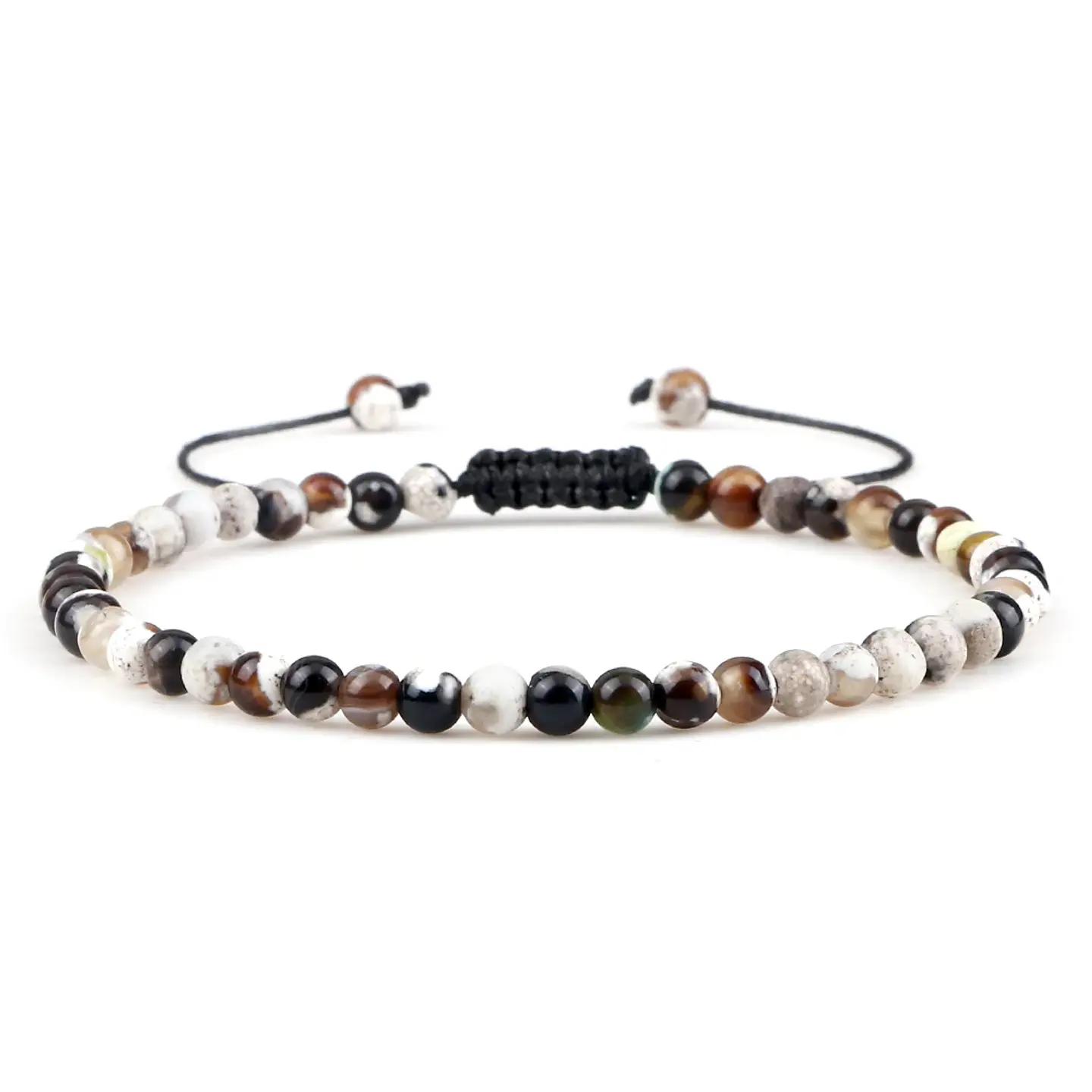 Pulseira Ajustável em Pedra Natural, Olho-de-Tigre, Lava ou Malaquite Chakra Beads Braided Bracelet Charm Jewelry 18