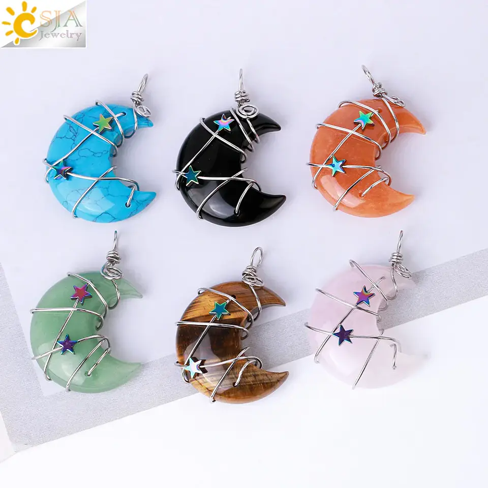 Colar Lua Crescente e Estrela com Quartzo Rosa - Chakra Necklaces 2