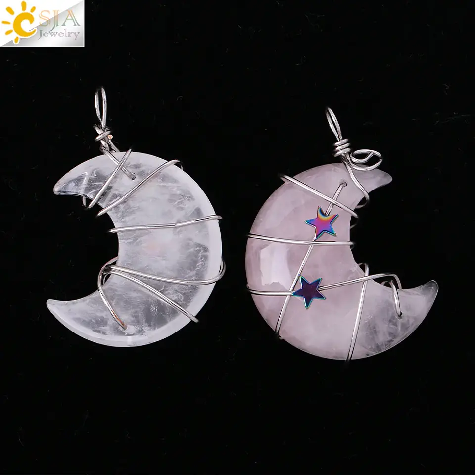 Colar Lua Crescente e Estrela com Quartzo Rosa - Chakra Necklaces 3