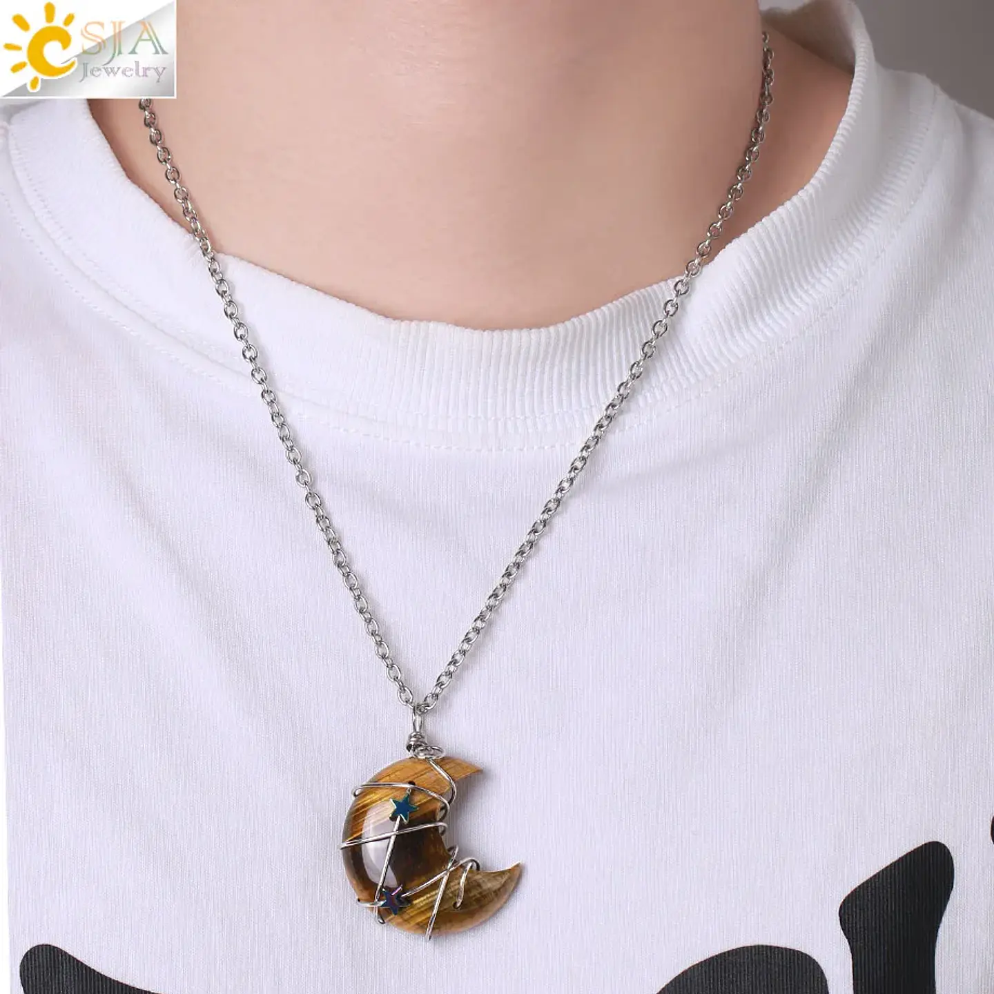Colar Lua Crescente e Estrela com Quartzo Rosa - Chakra Necklaces 5