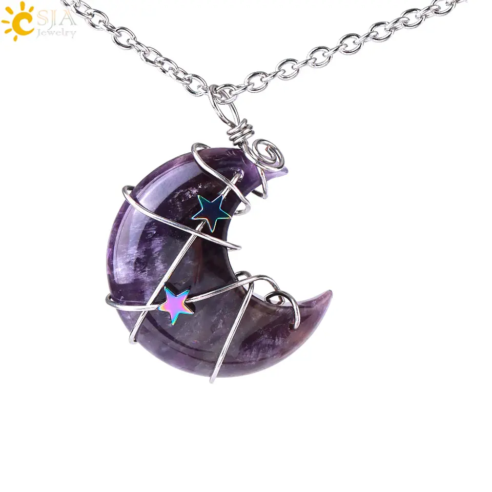 Colar Lua Crescente e Estrela com Quartzo Rosa - Chakra Necklaces 9