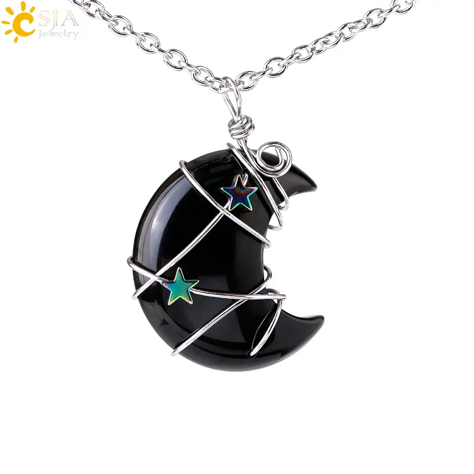 Colar Lua Crescente e Estrela com Quartzo Rosa - Chakra Necklaces 11