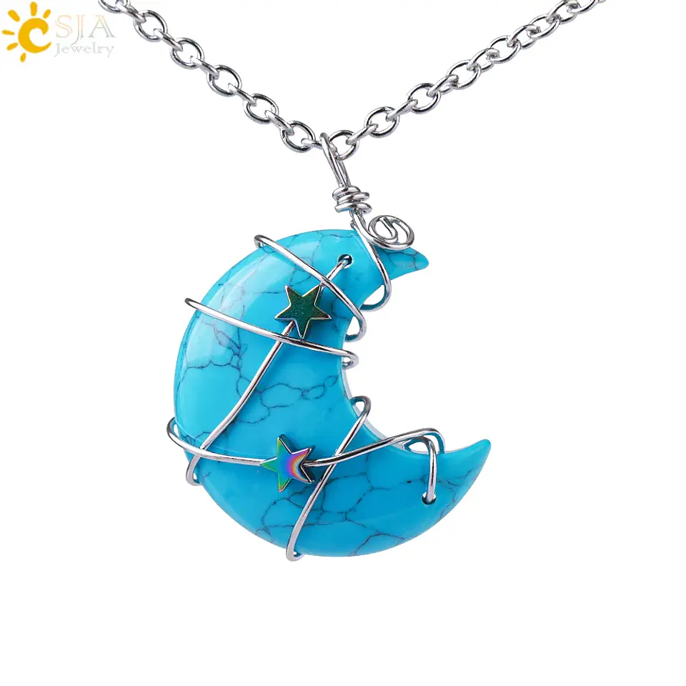 Colar Lua Crescente e Estrela com Quartzo Rosa - Chakra Necklaces 15
