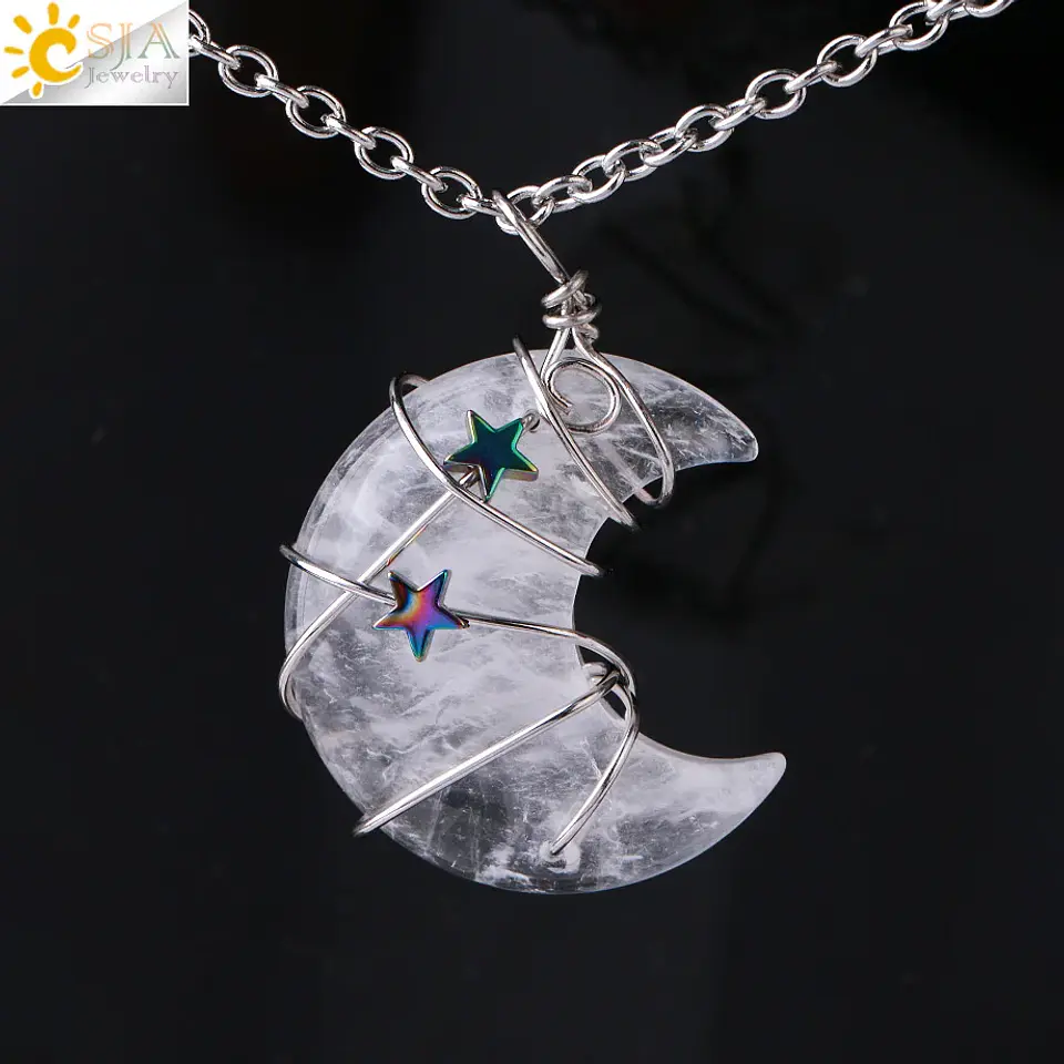 Colar Lua Crescente e Estrela com Quartzo Rosa - Chakra Necklaces 19
