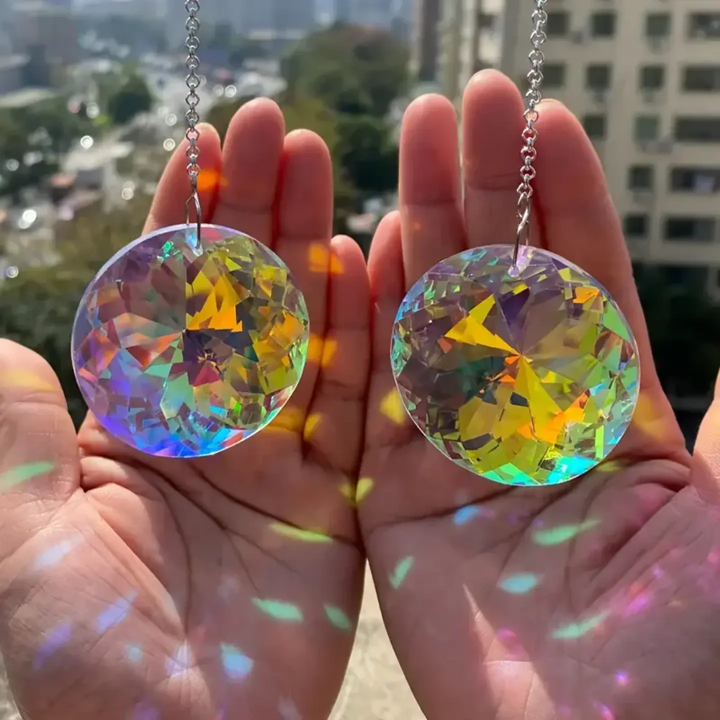 Conjunto de 2 Prismas de Cristal — Reflexos de Luz e Arco-Íris 2