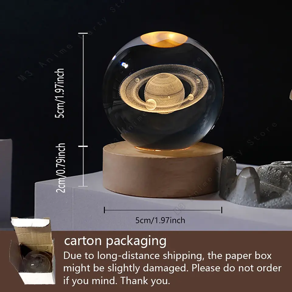 Candeeiro LED Universo em Esfera de Cristal 3
