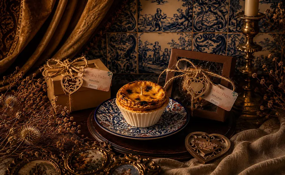 Conjunto Presente de Vela Pastel de Nata, Vela Artesanal, Velas Temáticas, Souvenir de Portugal, Presente Personalizado, Velas de Herança, Velas Aromáticas 1