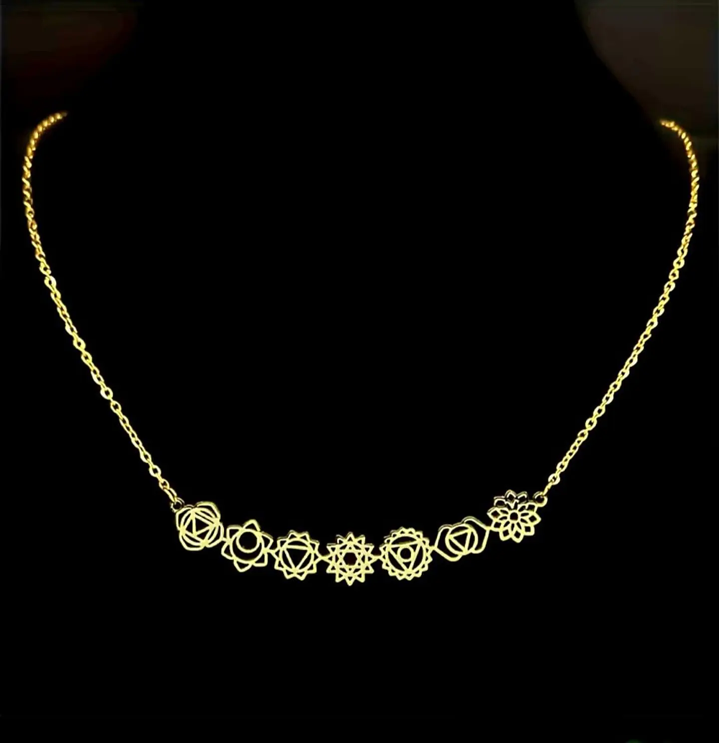 Colar feminino em ouro 14K com os 7 chakras – Talismã de energia Kundalini, joia espiritual de prata para yoga. 2
