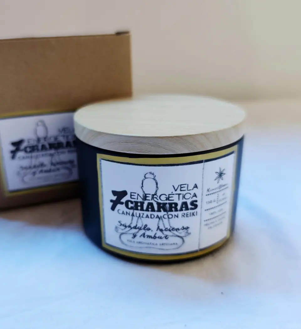 Vela energética 7 dos sete chakras, com quartzo e cristais REIKI aplicados, kit de Reiki à distância para cura, proteção e equilíbrio, presente de 4