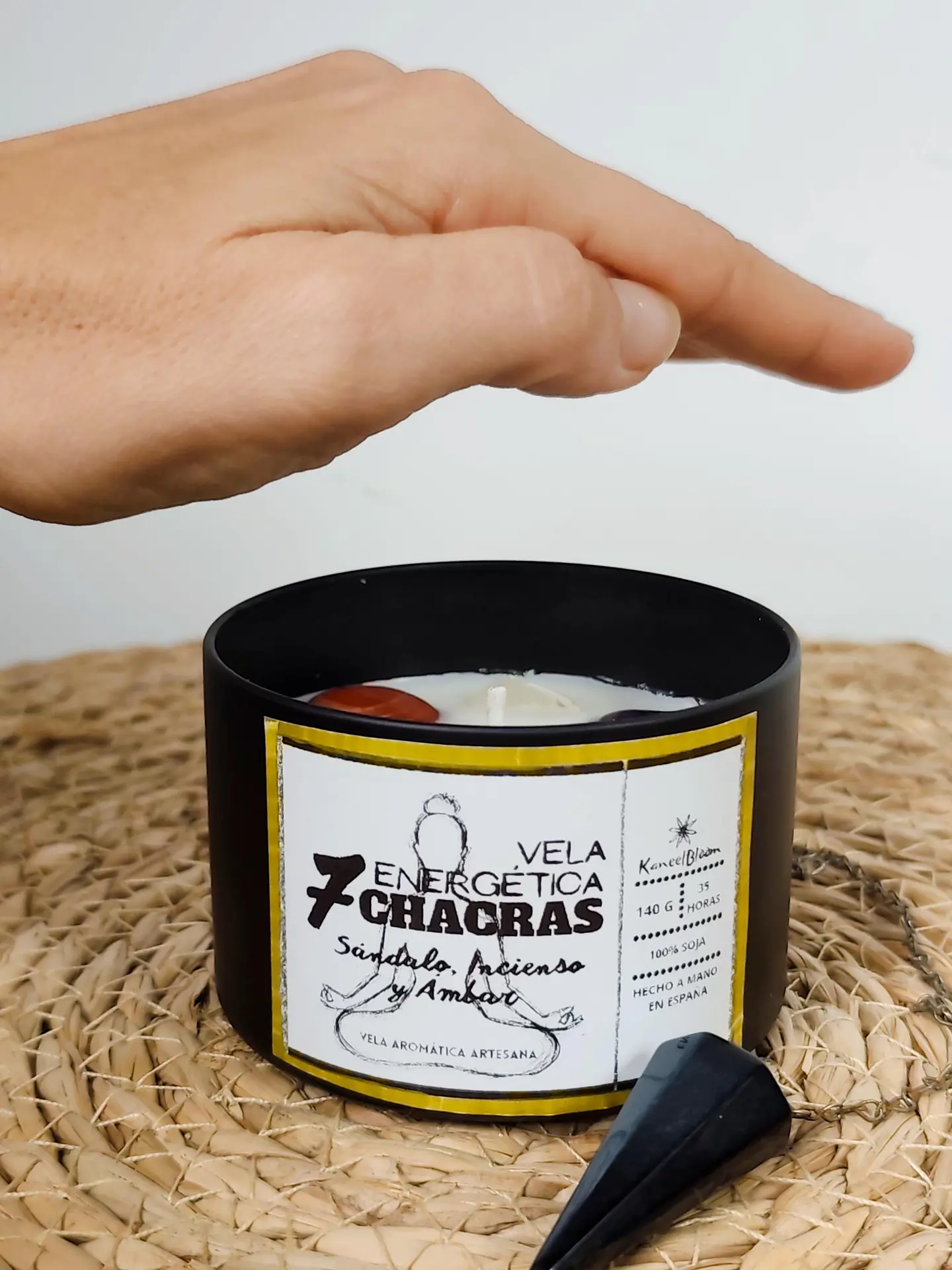 Vela energética 7 dos sete chakras, com quartzo e cristais REIKI aplicados, kit de Reiki à distância para cura, proteção e equilíbrio, presente de 9