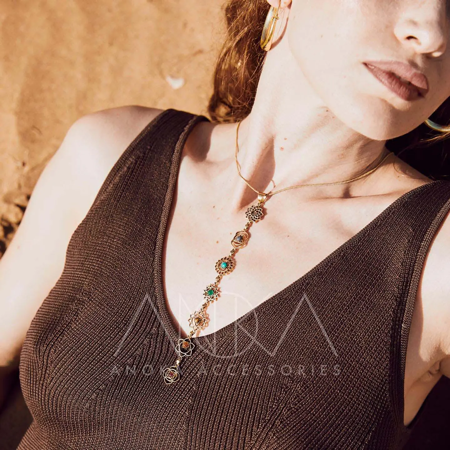 Pingente de pedra dos chakras - colar do karma - colar delicado dourado - colar em camadas - joias dos chakras 8