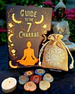 Conjunto de sete pedras dos chakras com guia e bolsa, esculpidas à mão, em formato de coraçãoovalcírculo. - thumbnail 1