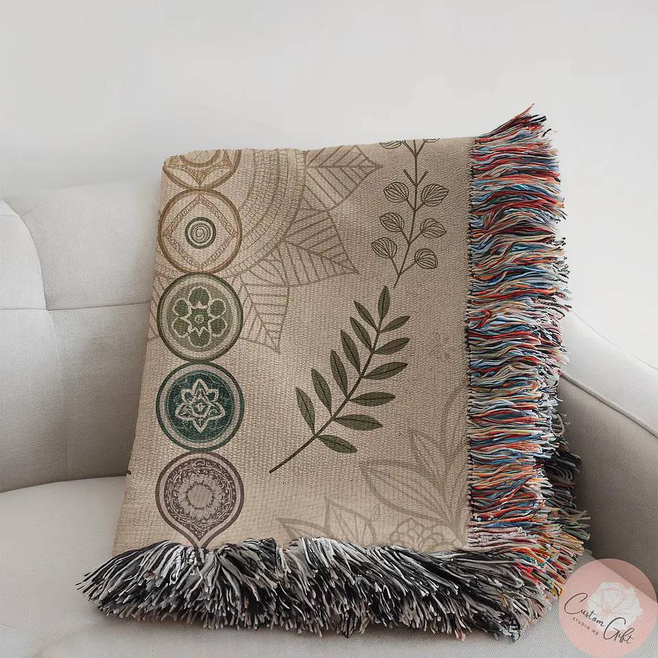 Manta de Inverno Harmonia dos Chakras, Cobertor Aconchegante para Meditação, Decoração Espiritual Relaxante, Acessório Boho para Casa, Presente de 2