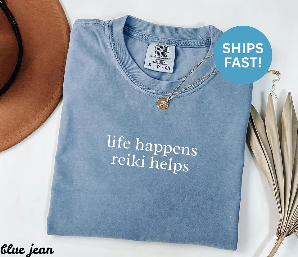 Camiseta Comfort Colors Reiki, Camiseta Life Happens Reiki Helps, Camiseta Espiritual, Camiseta de Cura, Presente para Mestre de Reiki, Camiseta 4