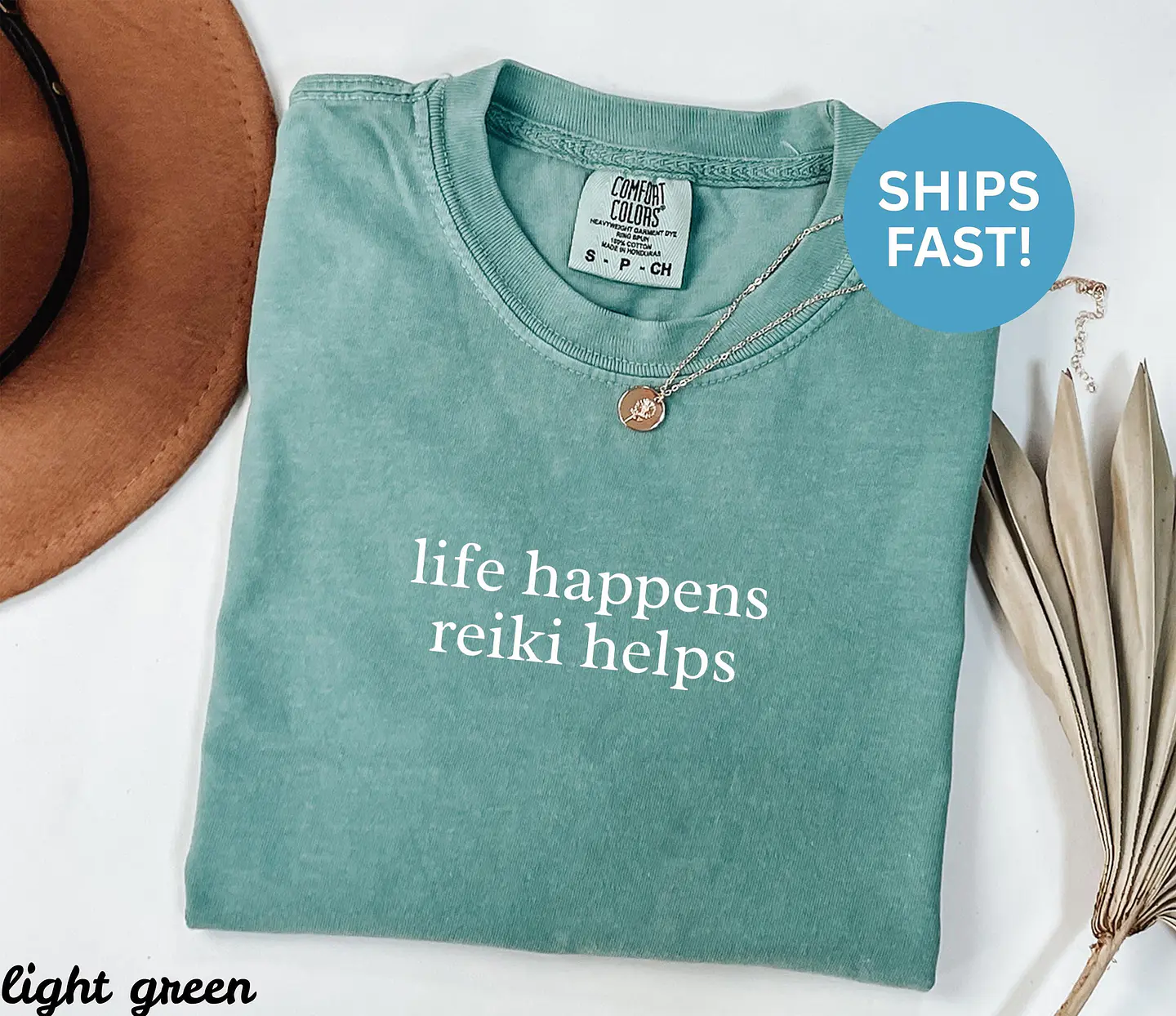 Camiseta Comfort Colors Reiki, Camiseta Life Happens Reiki Helps, Camiseta Espiritual, Camiseta de Cura, Presente para Mestre de Reiki, Camiseta 5