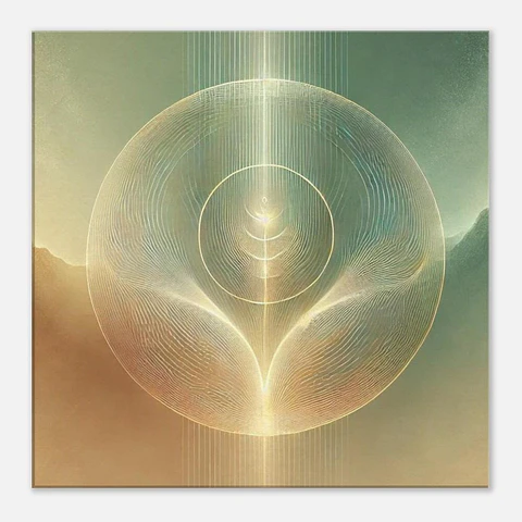 Impressão de energia Reiki | Arte de cura verde e dourada serena | Decoração espiritual para casa