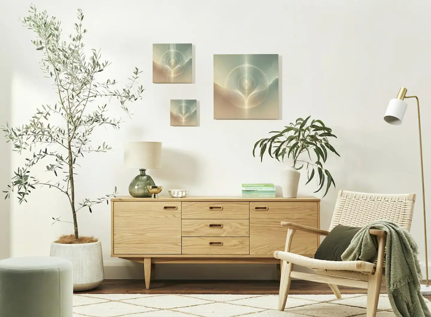 Impressão de energia Reiki | Arte de cura verde e dourada serena | Decoração espiritual para casa 4